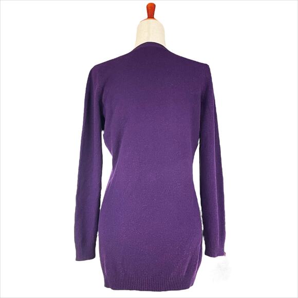SAKS FIFTH AVENUE 100% Cashmere V-Neck Button-Up Grandpa Cardigan Purple Size M - Picture 6 of 8